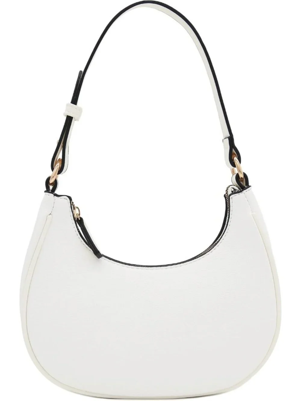 Women White Small Crescent For Trendy Underarm Purse Zipper Shoulder Bag